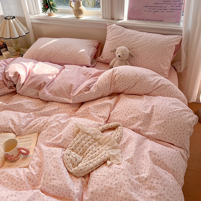 91家纺网 家纺一手货源 找家纺 梦纤绒 2026新款古法水洗仿棉云感纱四件套 小幸运