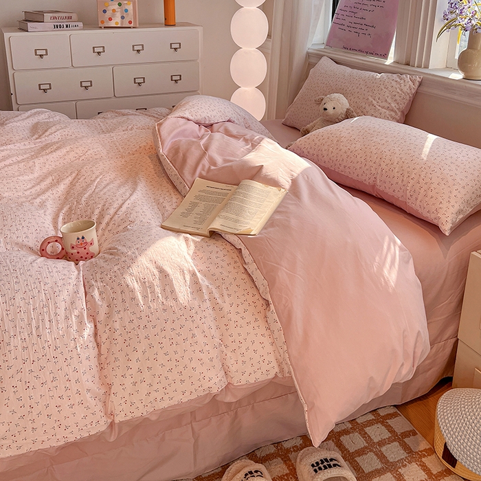 91家纺网 家纺一手货源 找家纺 梦纤绒 2026新款古法水洗仿棉云感纱四件套 小幸运