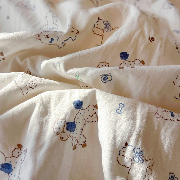 91家纺网 家纺一手货源 找家纺 梦纤绒 2026新款古法水洗仿棉云感纱四件套 修修狗