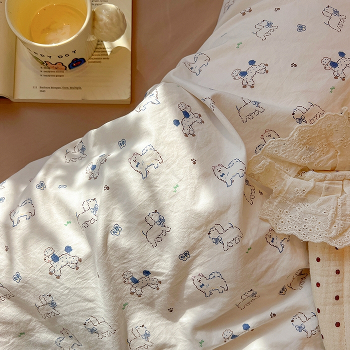 91家纺网 家纺一手货源 找家纺 梦纤绒 2026新款古法水洗仿棉云感纱四件套 修修狗