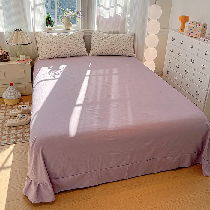 91家纺网 家纺一手货源 找家纺 梦纤绒 2026新款古法水洗仿棉云感纱四件套 薰衣草