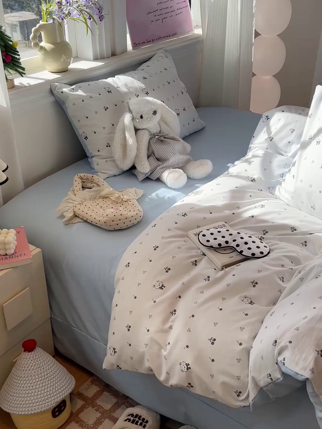 91家纺网 家纺一手货源 找家纺 梦纤绒 2026新款古法水洗仿棉云感纱四件套 樱桃熊