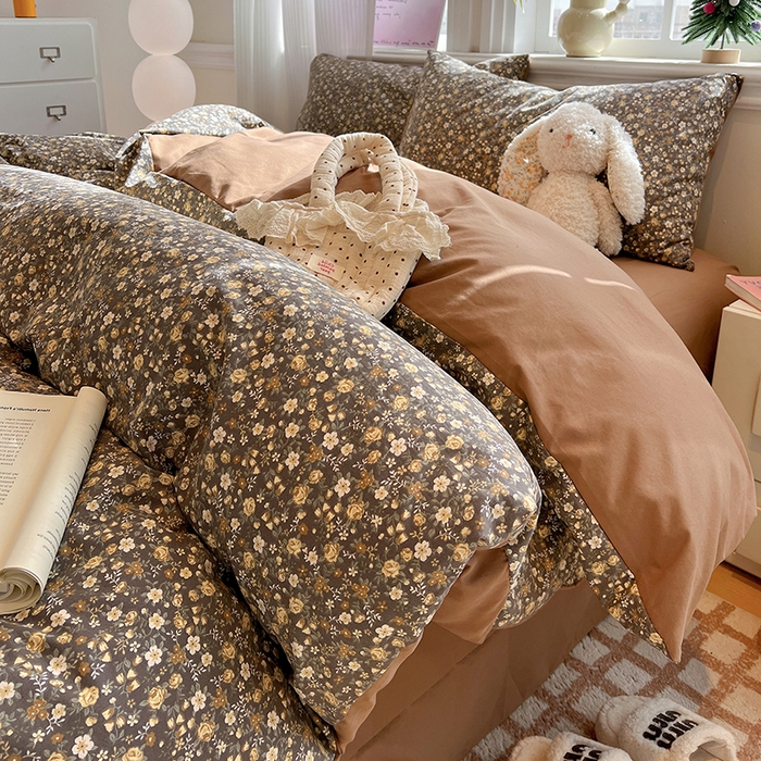 91家纺网 家纺一手货源 找家纺 梦纤绒 2026新款古法水洗仿棉云感纱四件套 知秋