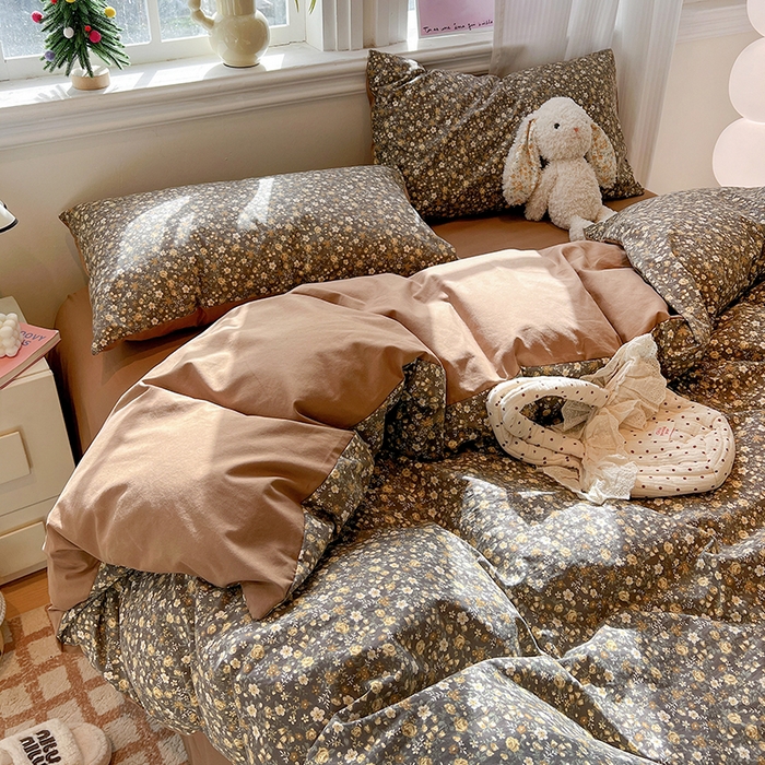 91家纺网 家纺一手货源 找家纺 梦纤绒 2026新款古法水洗仿棉云感纱四件套 知秋