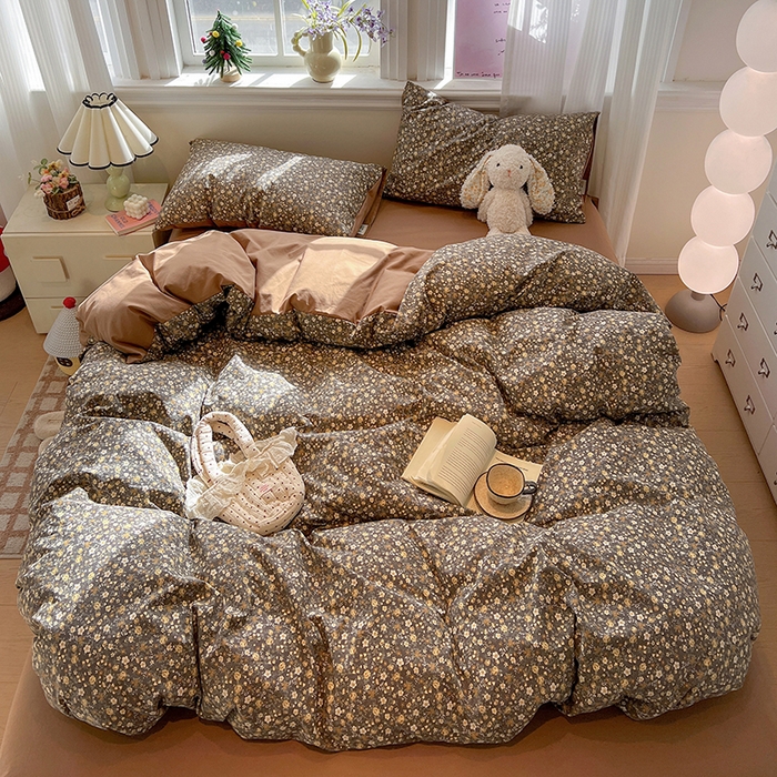 91家纺网 家纺一手货源 找家纺 梦纤绒 2026新款古法水洗仿棉云感纱四件套 知秋