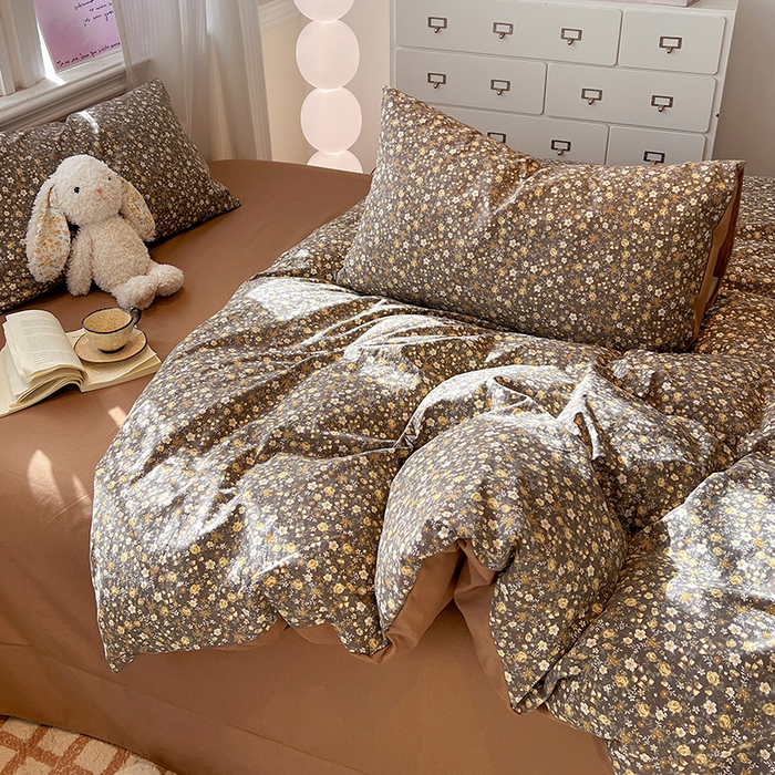 91家纺网 家纺一手货源 找家纺 梦纤绒 2026新款古法水洗仿棉云感纱四件套 知秋