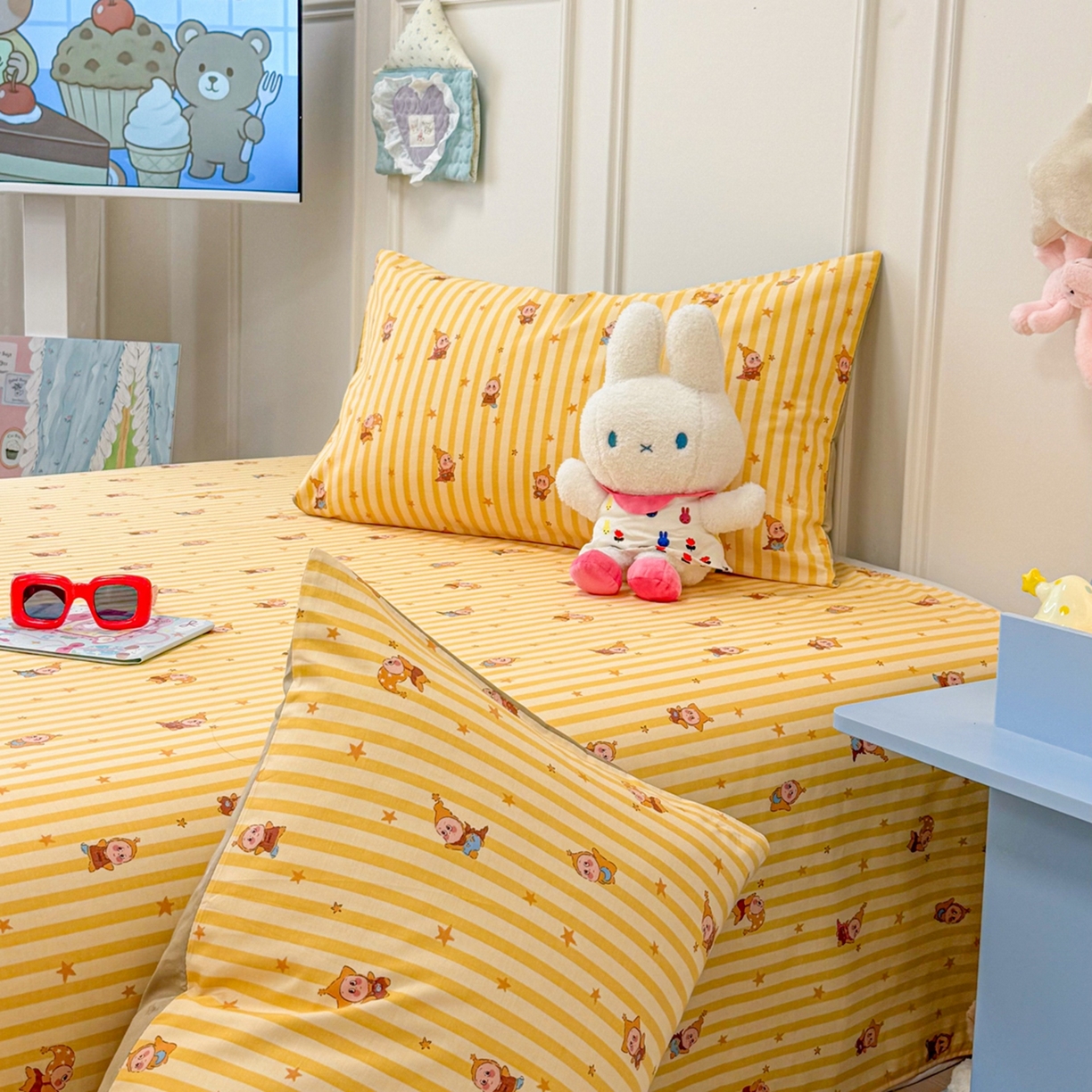 91家纺网 家纺一手货源 找家纺 （总）呗旺鹿 2026新款全棉纯棉13070星星人单品床单 床单单件