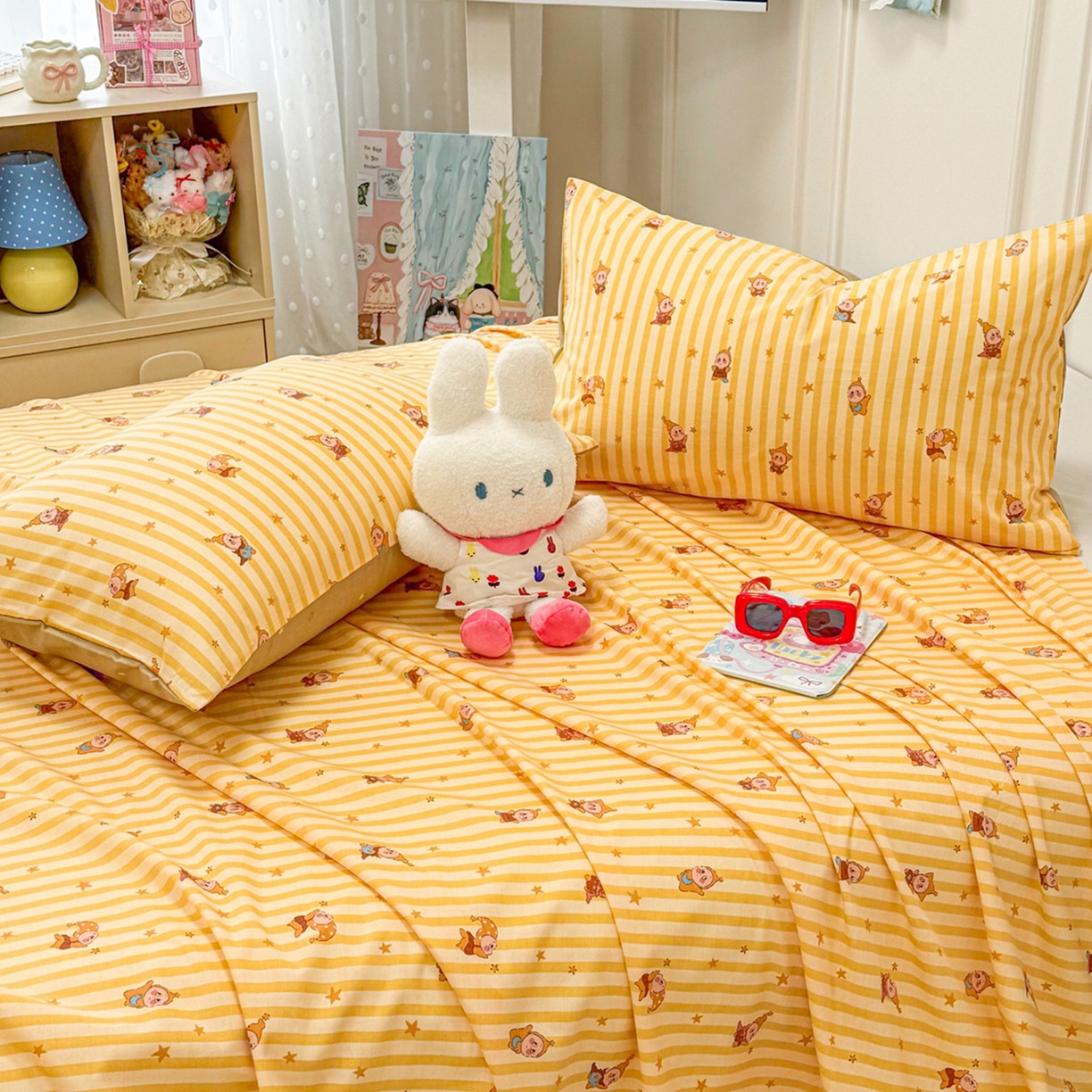 91家纺网 家纺一手货源 找家纺 （总）呗旺鹿 2026新款全棉纯棉13070星星人单品床单 床单单件