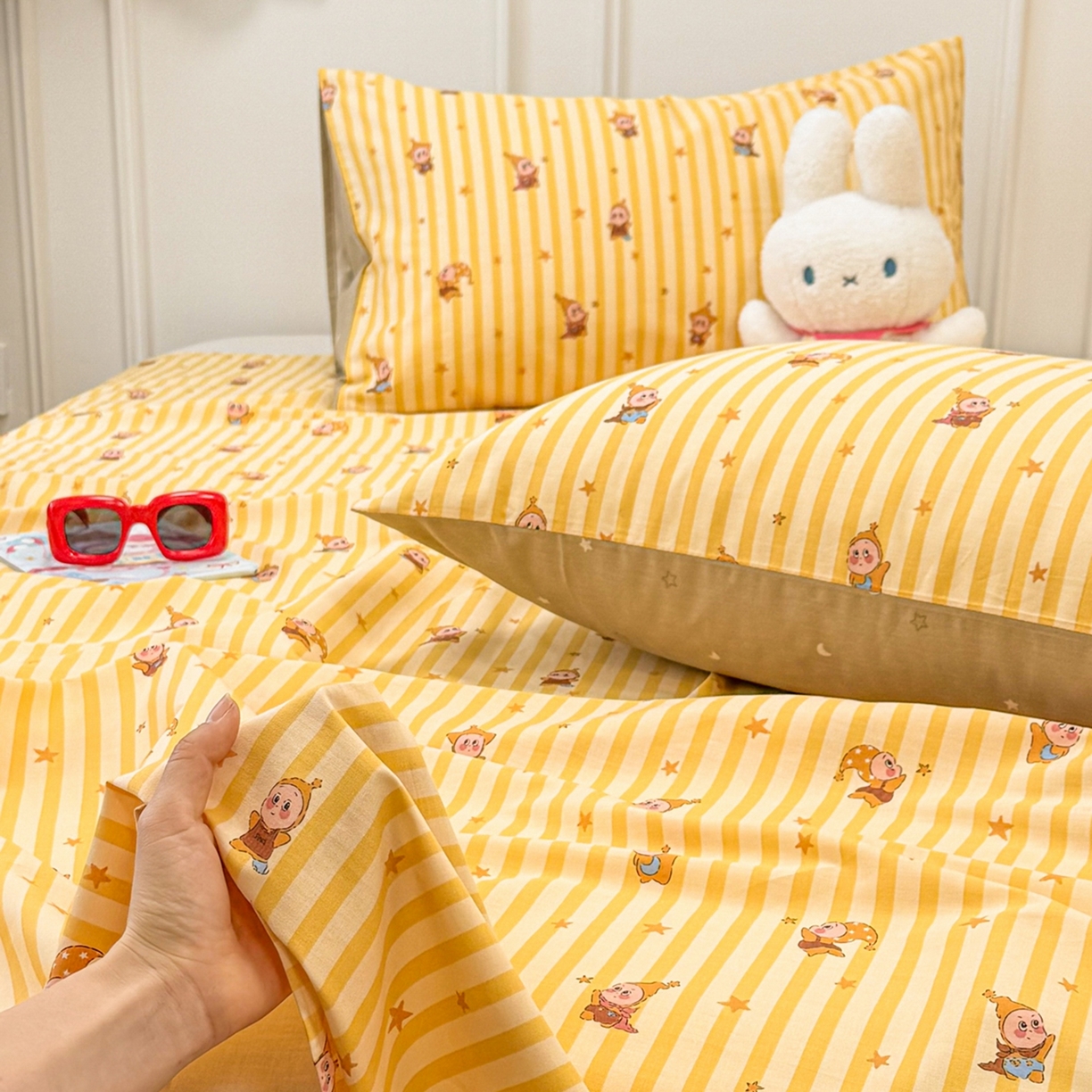 91家纺网 家纺一手货源 找家纺 （总）呗旺鹿 2026新款全棉纯棉13070星星人单品床单 床单单件