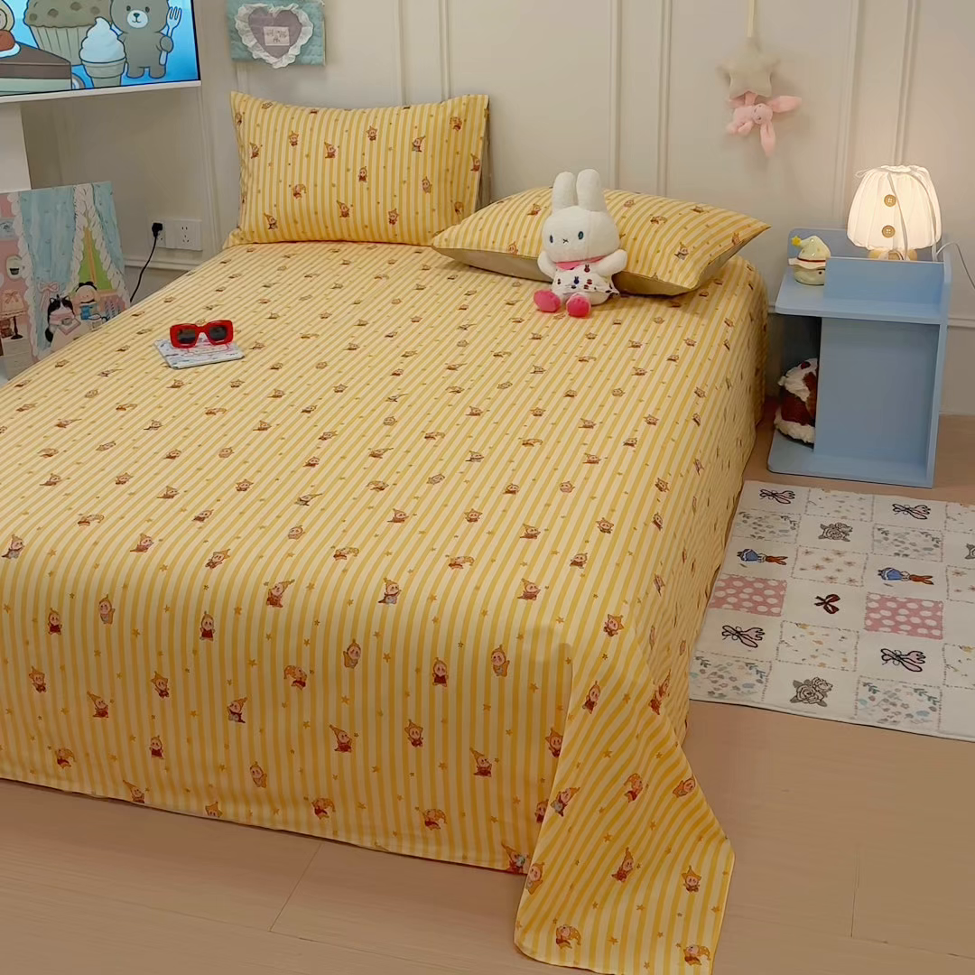 91家纺网 家纺一手货源 找家纺 （总）呗旺鹿 2026新款全棉纯棉13070星星人单品床单 床单单件