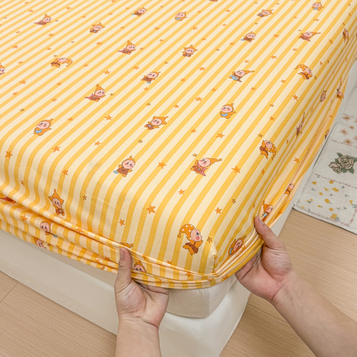 91家纺网 家纺一手货源 找家纺 （总）呗旺鹿 2026新款全棉纯棉13070萌星单品床笠 床笠单件