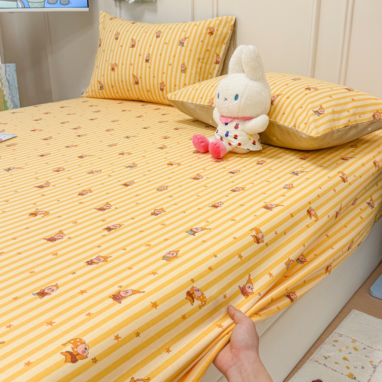 91家纺网 家纺一手货源 找家纺 （总）呗旺鹿 2026新款全棉纯棉13070萌星单品床笠 床笠单件