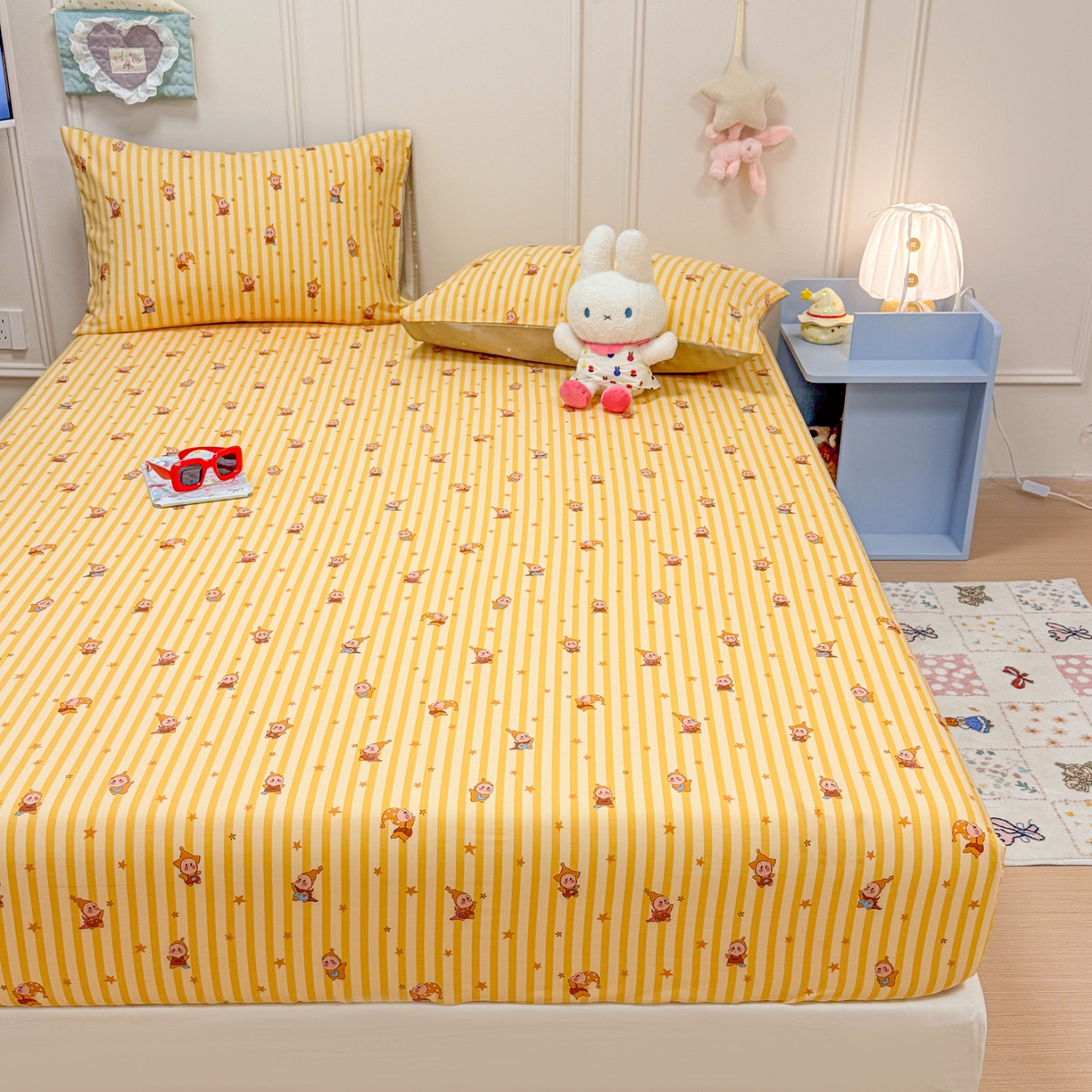 91家纺网 家纺一手货源 找家纺 （总）呗旺鹿 2026新款全棉纯棉13070萌星单品床笠 床笠单件