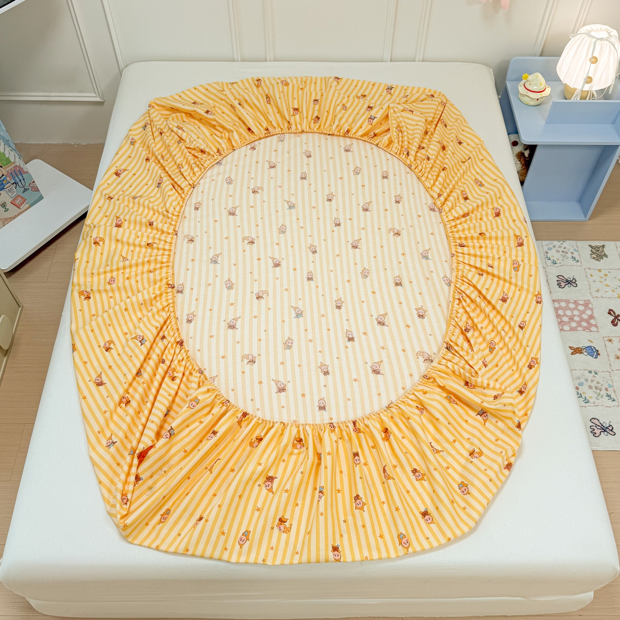 91家纺网 家纺一手货源 找家纺 （总）呗旺鹿 2026新款全棉纯棉13070萌星单品床笠 床笠单件