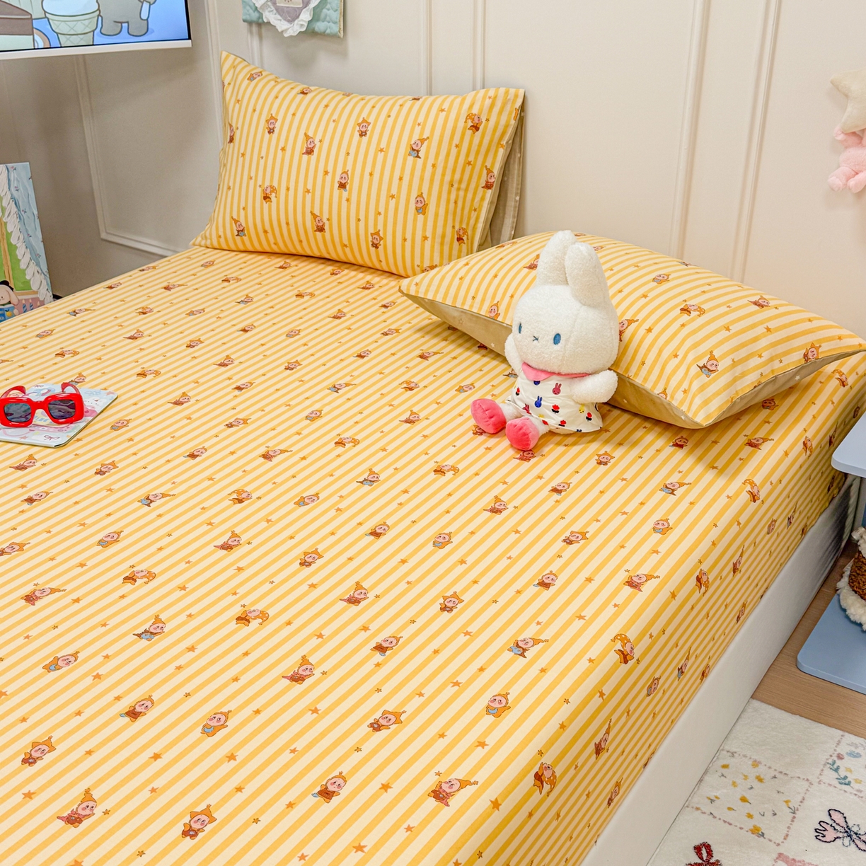 91家纺网 家纺一手货源 找家纺 （总）呗旺鹿 2026新款全棉纯棉13070萌星单品床笠 床笠单件