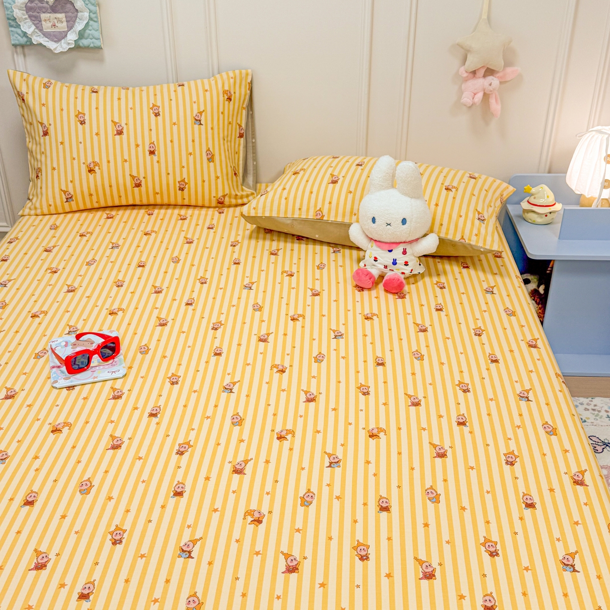 91家纺网 家纺一手货源 找家纺 （总）呗旺鹿 2026新款全棉纯棉13070萌星单品床笠 床笠单件