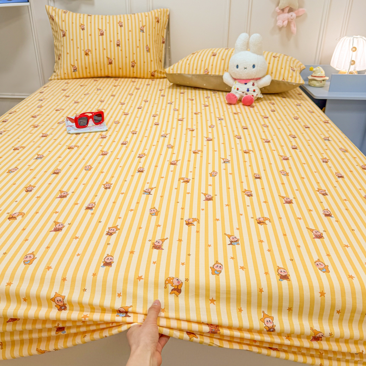 91家纺网 家纺一手货源 找家纺 （总）呗旺鹿 2026新款全棉纯棉13070萌星单品床笠 床笠单件