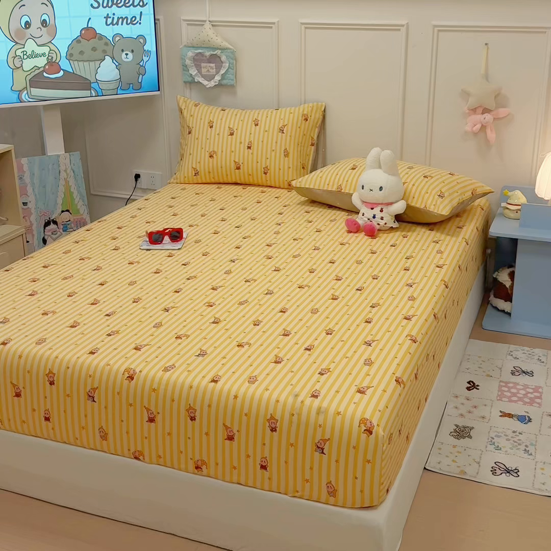 91家纺网 家纺一手货源 找家纺 （总）呗旺鹿 2026新款全棉纯棉13070萌星单品床笠 床笠单件