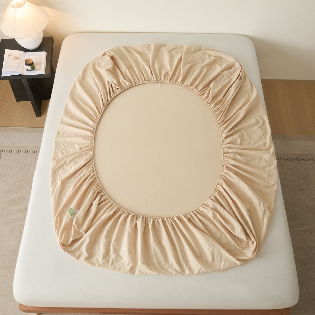 91家纺网 家纺一手货源 找家纺 芬晴家纺 2026新款纯棉密条+纯色单层床笠 纯色-浅卡