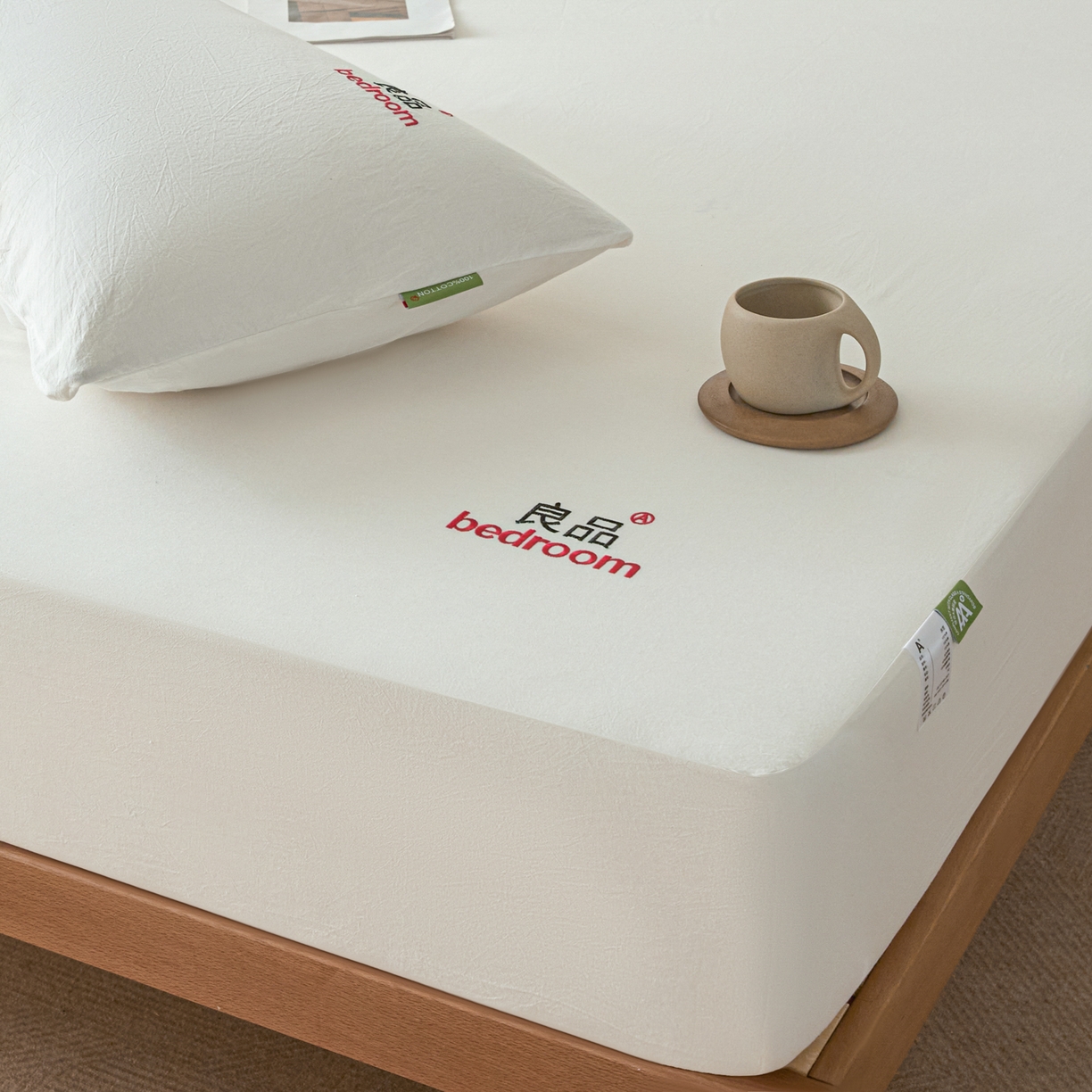 芬晴家纺 2026新款纯棉密条+纯色单层床笠 纯色-白