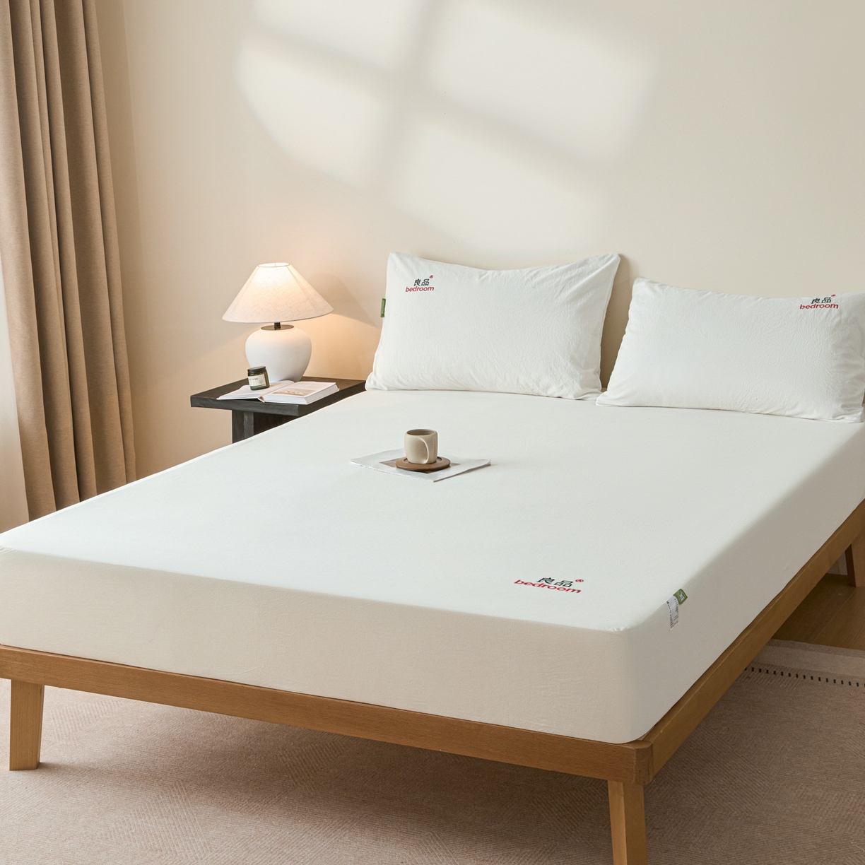 91家纺网 家纺一手货源 找家纺 芬晴家纺 2026新款纯棉密条+纯色单层床笠 纯色-白