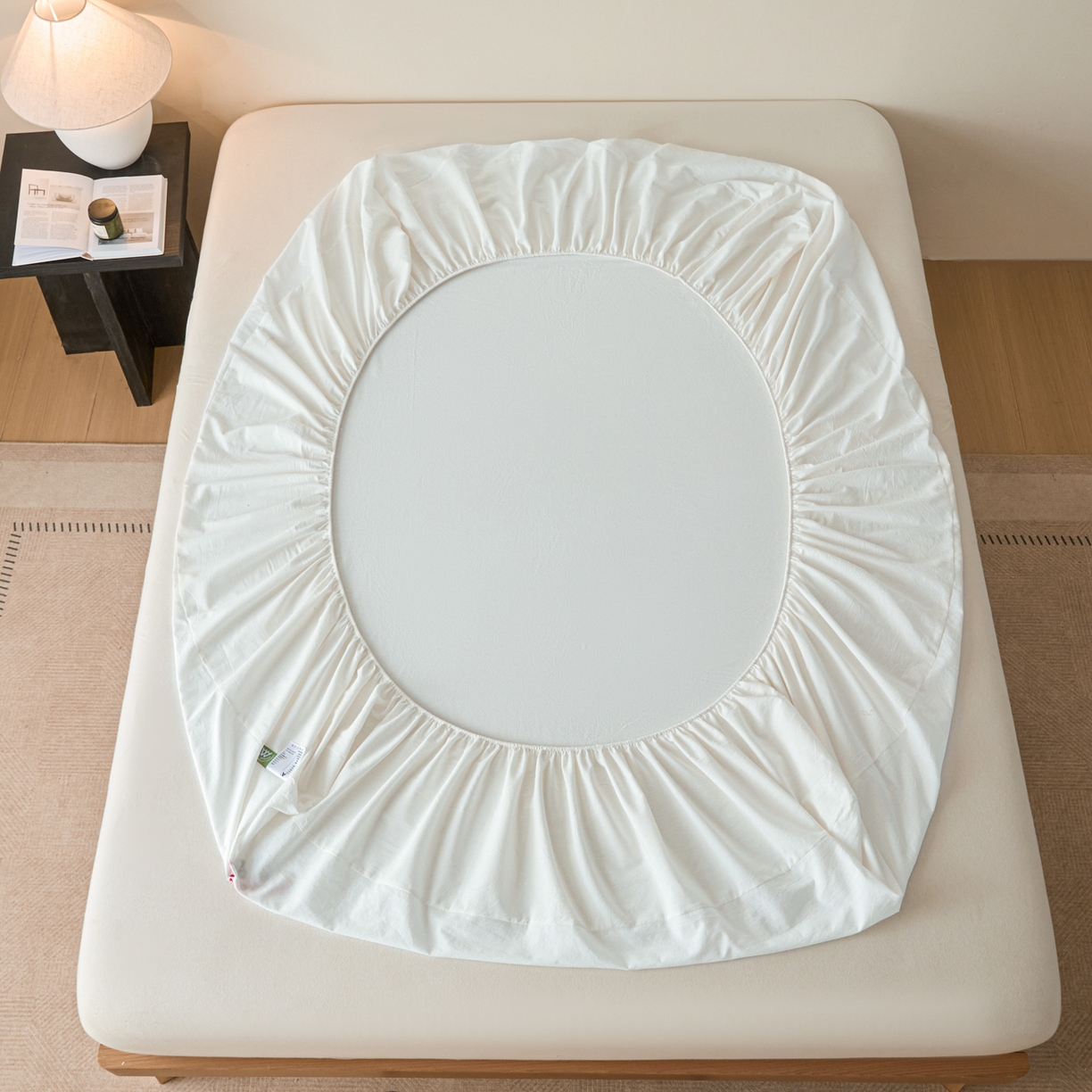 91家纺网 家纺一手货源 找家纺 芬晴家纺 2026新款纯棉密条+纯色单层床笠 纯色-白