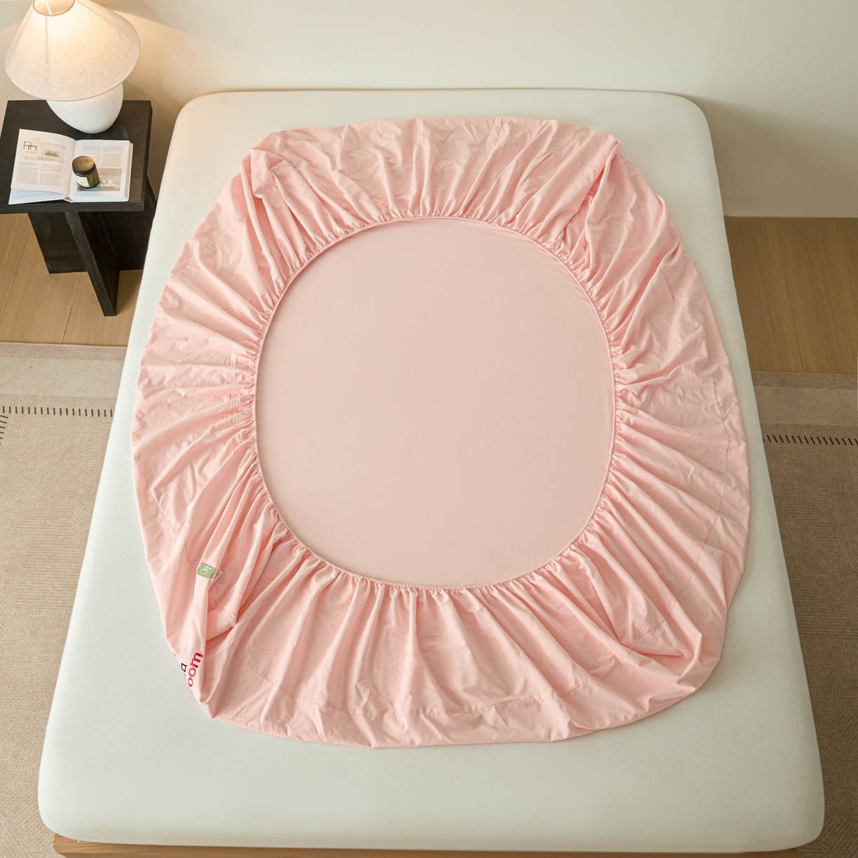 91家纺网 家纺一手货源 找家纺 芬晴家纺 2026新款纯棉密条+纯色单层床笠 纯色-嫩粉