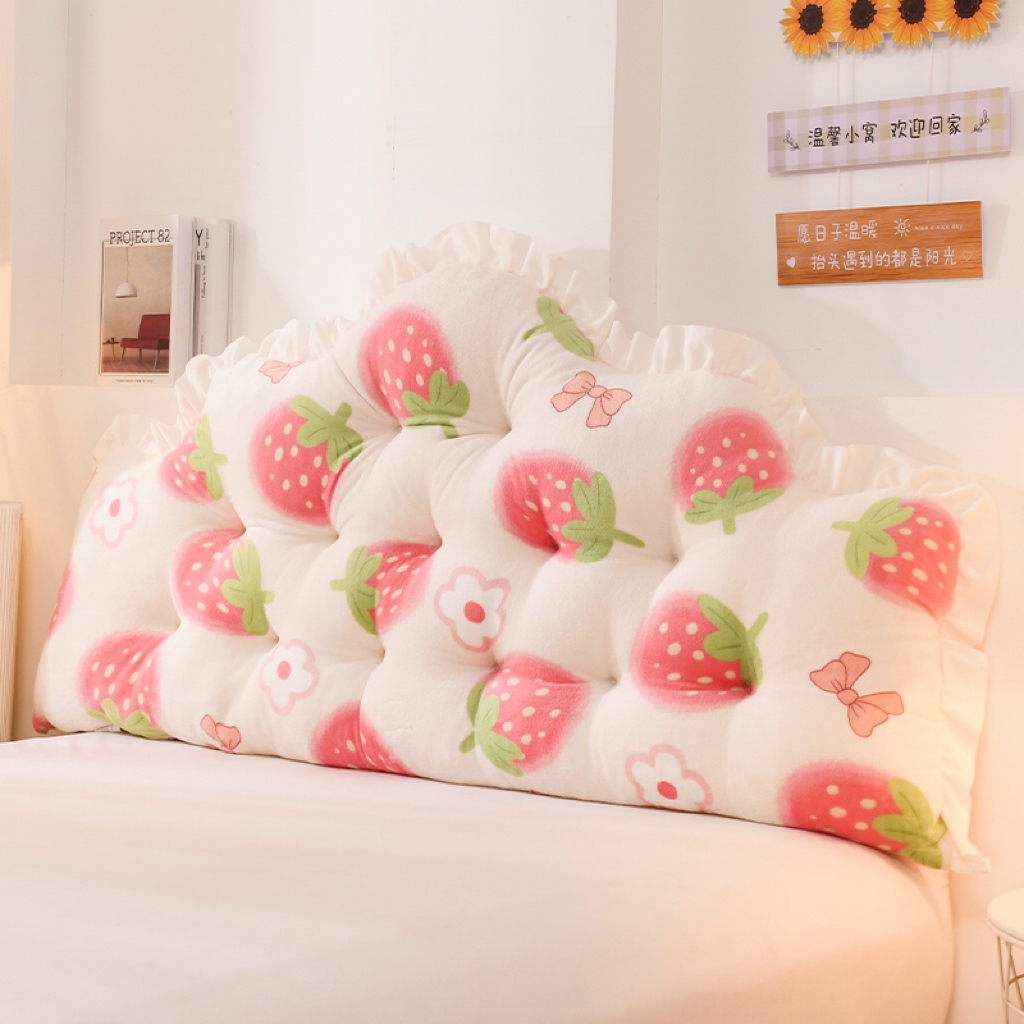 91家纺网 家纺一手货源 找家纺 （总）碧尔家居 2026新款可爱床上靠枕卧室床头靠背防撞榻榻米软包宿舍靠垫-麦浪机械钉扣牛奶绒