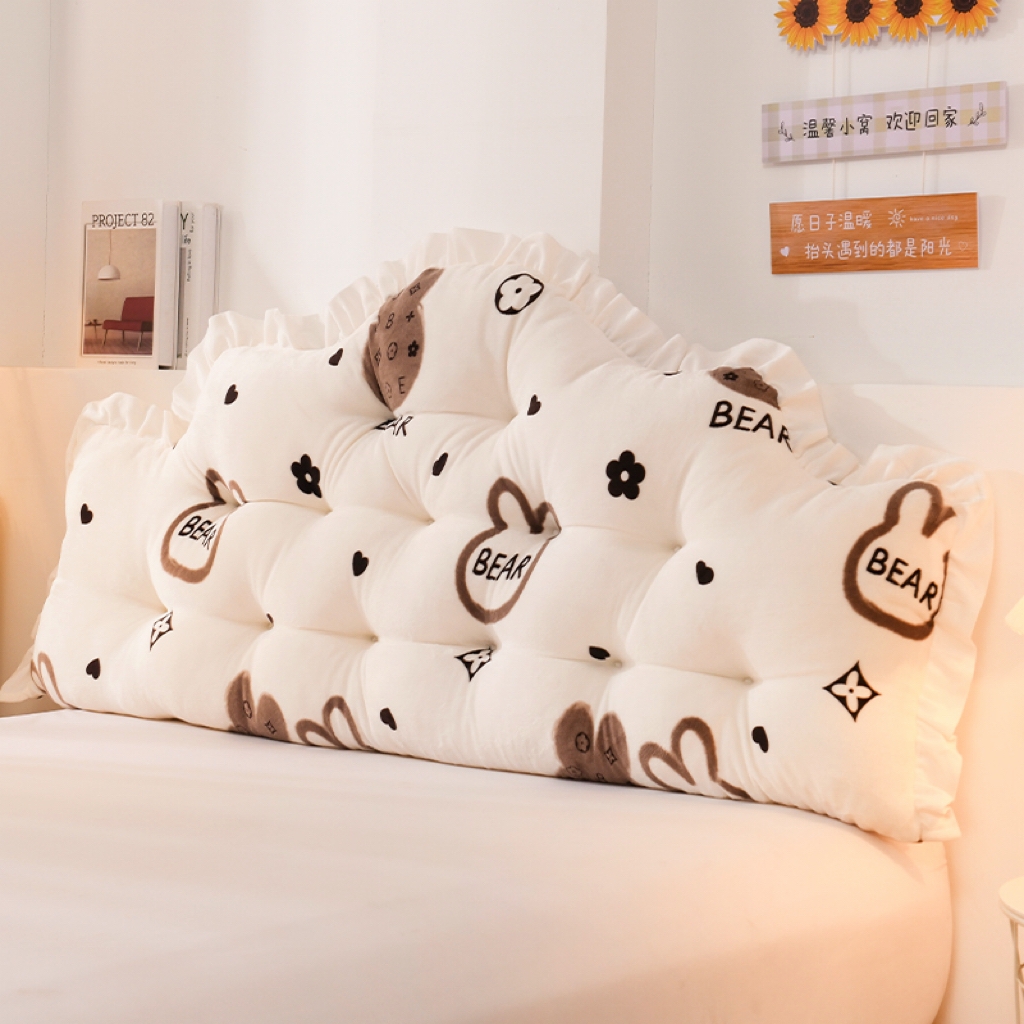 91家纺网 家纺一手货源 找家纺 （总）碧尔家居 2026新款可爱床上靠枕卧室床头靠背防撞榻榻米软包宿舍靠垫-麦浪机械钉扣牛奶绒