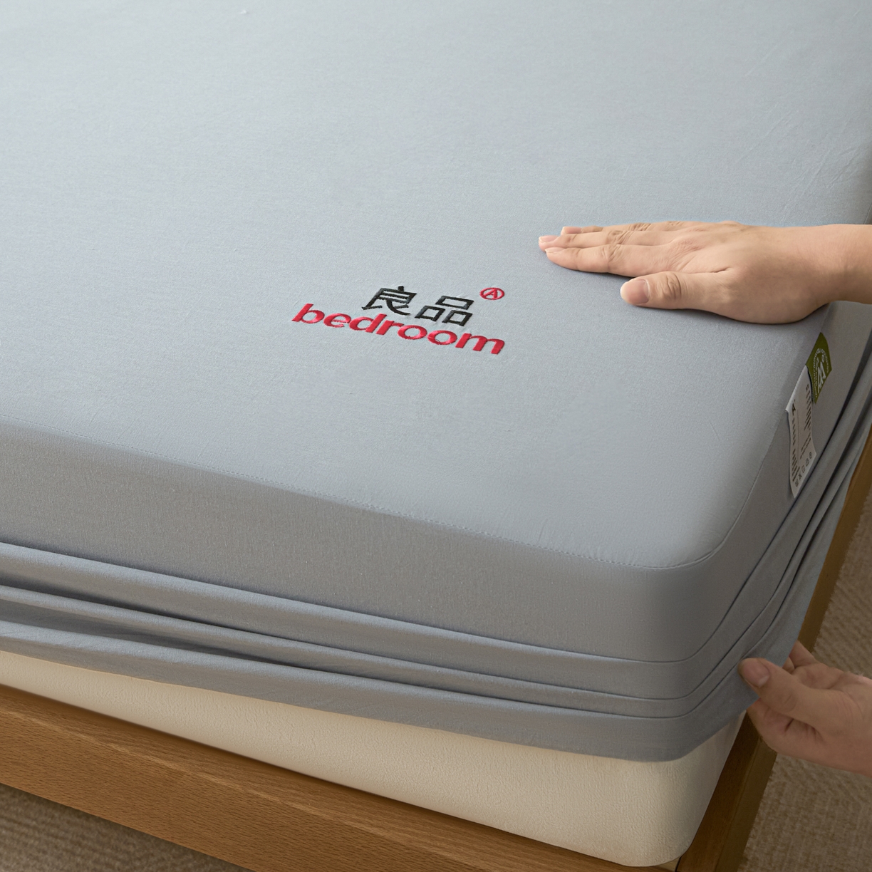 91家纺网 家纺一手货源 找家纺 芬晴家纺 2026新款纯棉密条+纯色单层床笠 纯色-浅灰