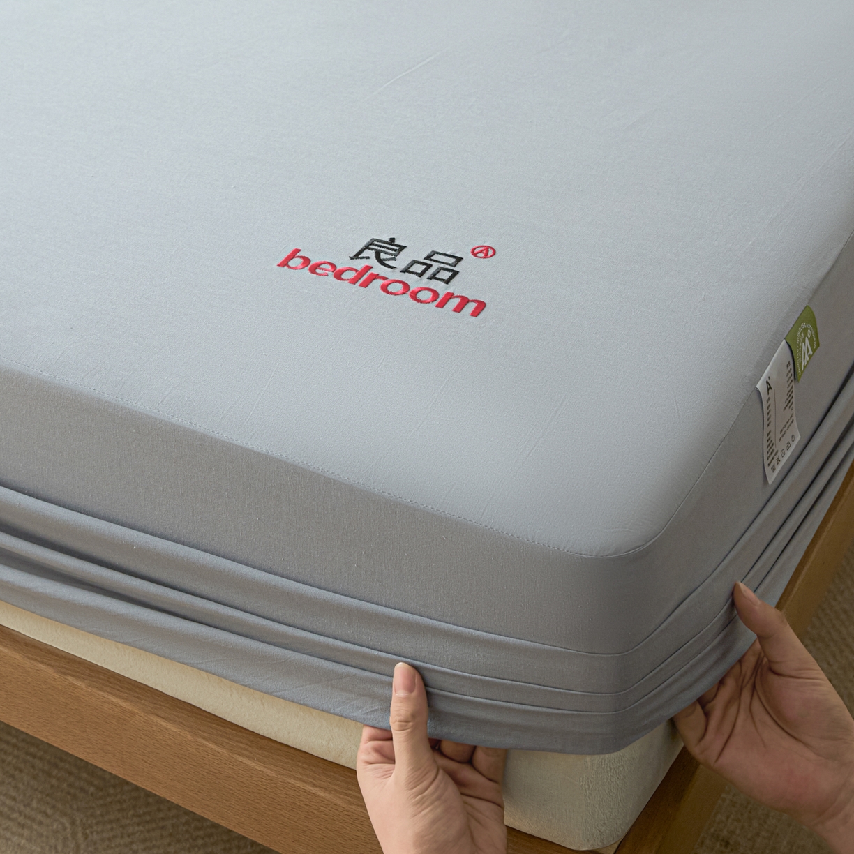 91家纺网 家纺一手货源 找家纺 芬晴家纺 2026新款纯棉密条+纯色单层床笠 纯色-浅灰