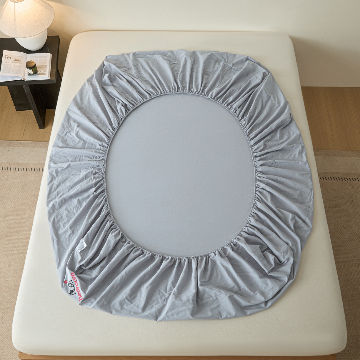 91家纺网 家纺一手货源 找家纺 芬晴家纺 2026新款纯棉密条+纯色单层床笠 纯色-浅灰