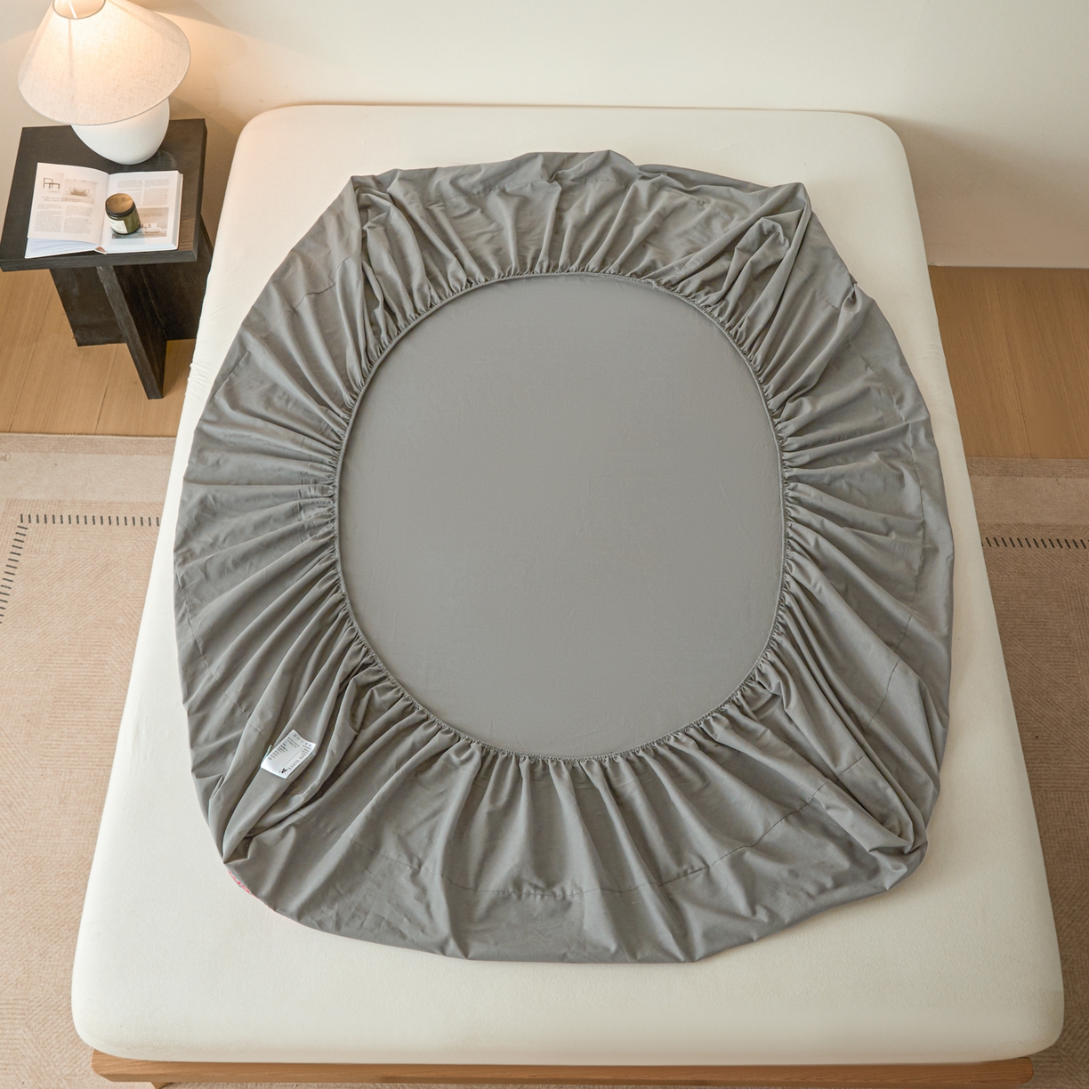 91家纺网 家纺一手货源 找家纺 芬晴家纺 2026新款纯棉密条+纯色单层床笠 纯色-岩灰