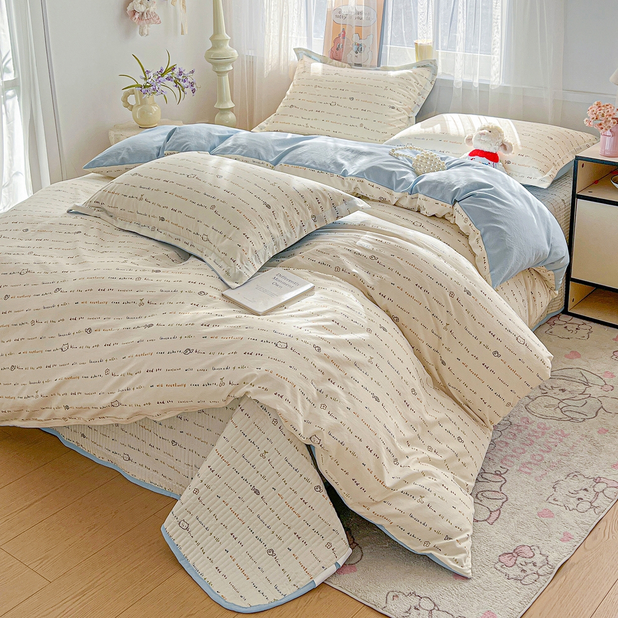 91家纺网 家纺一手货源 找家纺 （总）梦纤绒 2026新款亲肤舒适仿棉印花床盖四件套