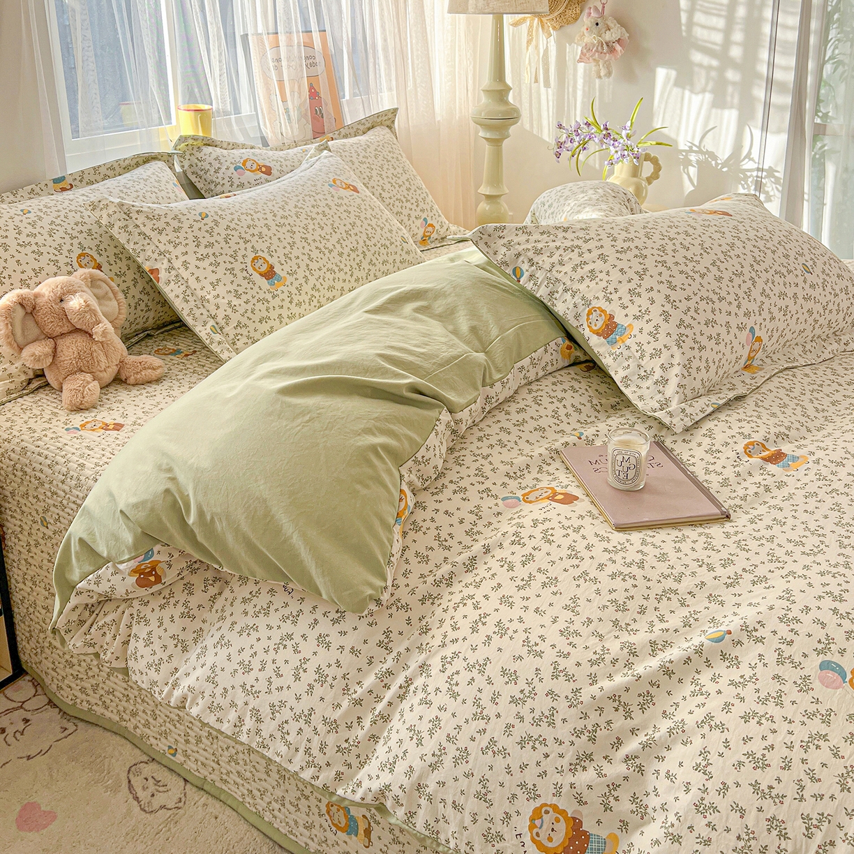 91家纺网 家纺一手货源 找家纺 梦纤绒 2026新款亲肤舒适仿棉印花床盖四件套 马戏团