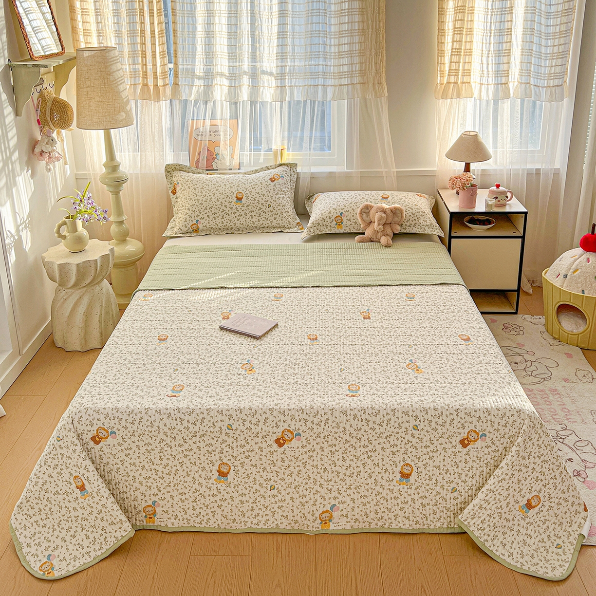 91家纺网 家纺一手货源 找家纺 梦纤绒 2026新款亲肤舒适仿棉印花床盖四件套 马戏团