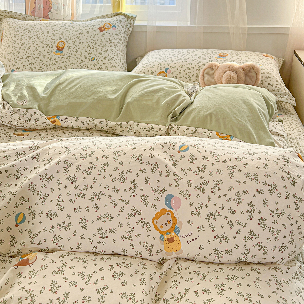 91家纺网 家纺一手货源 找家纺 梦纤绒 2026新款亲肤舒适仿棉印花床盖四件套 马戏团