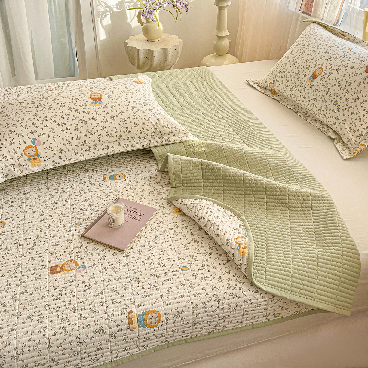 91家纺网 家纺一手货源 找家纺 梦纤绒 2026新款亲肤舒适仿棉印花床盖四件套 马戏团