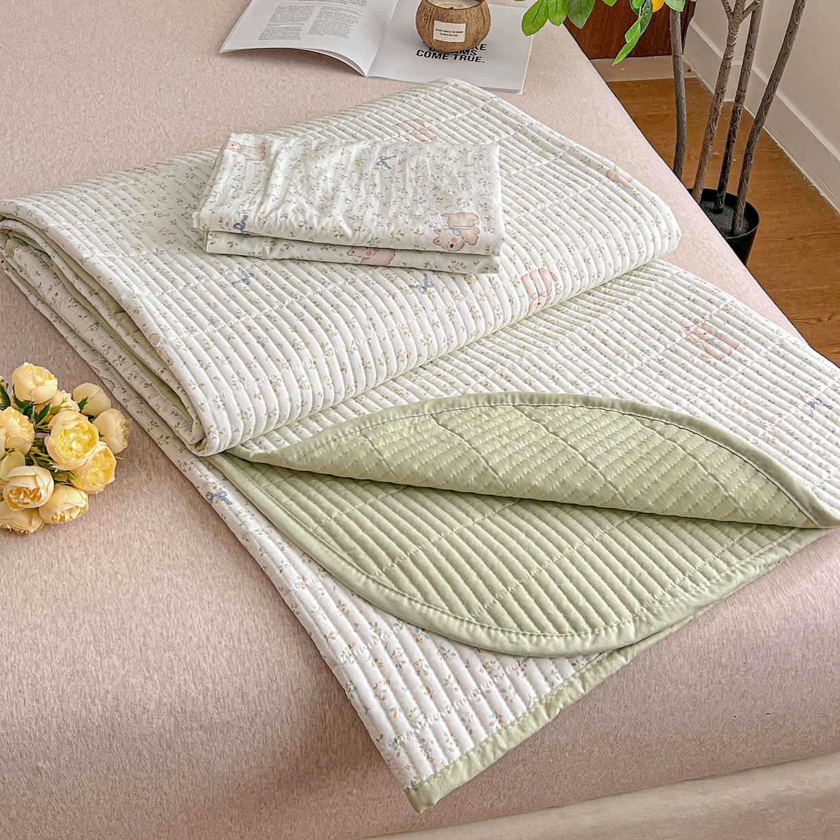 91家纺网 家纺一手货源 找家纺 梦纤绒 2026新款亲肤舒适仿棉印花床盖四件套 皮皮狗