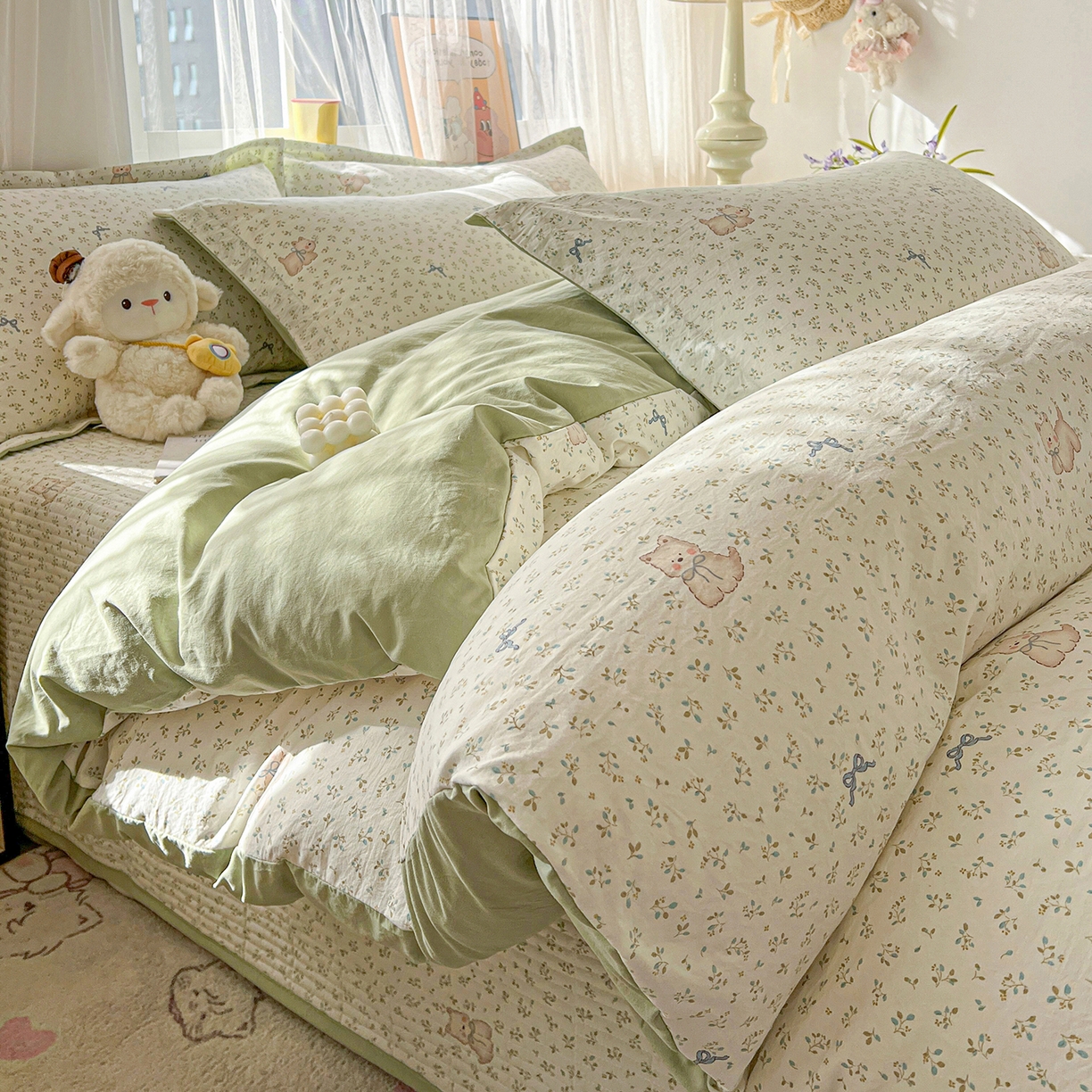 91家纺网 家纺一手货源 找家纺 梦纤绒 2026新款亲肤舒适仿棉印花床盖四件套 皮皮狗