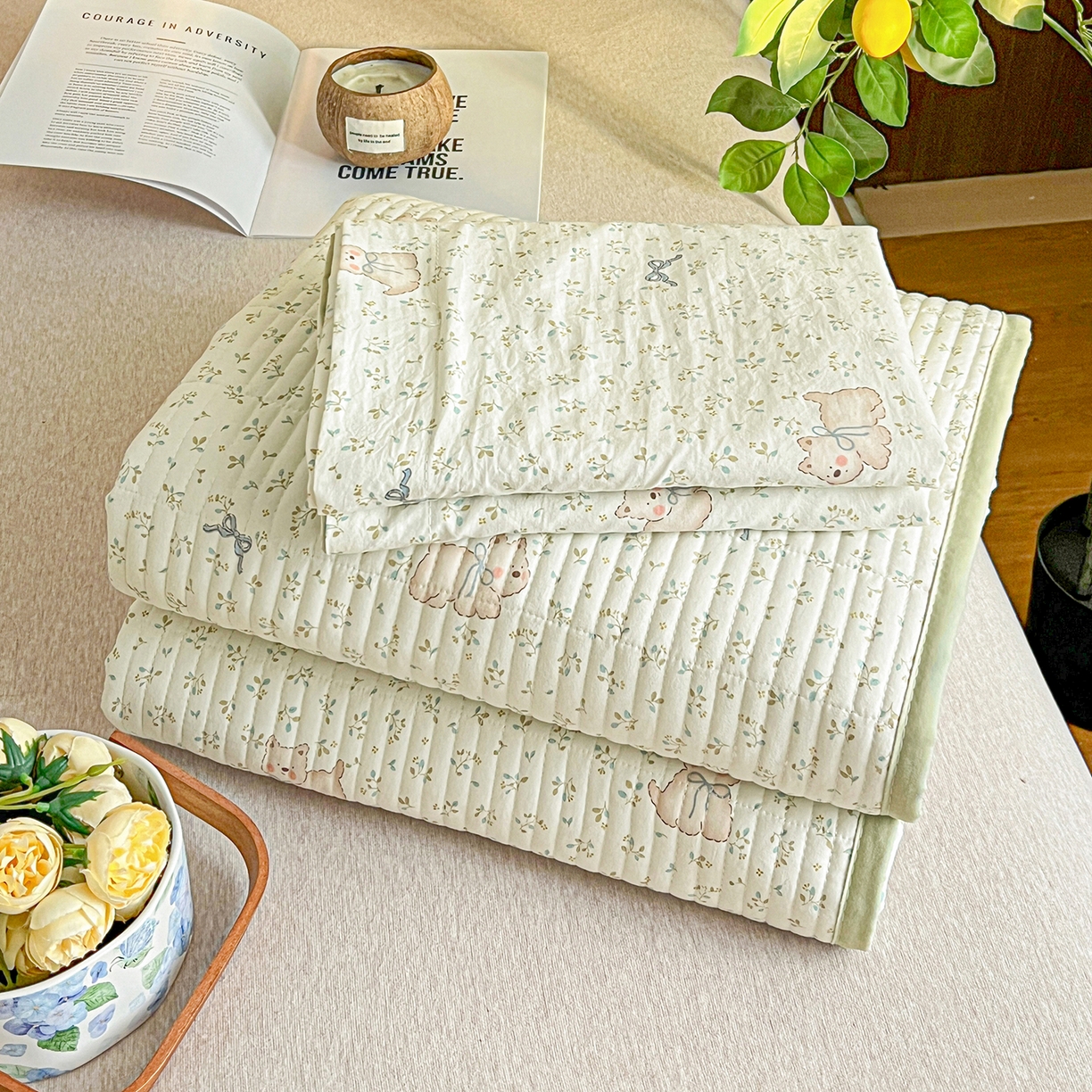 91家纺网 家纺一手货源 找家纺 梦纤绒 2026新款亲肤舒适仿棉印花床盖四件套 皮皮狗