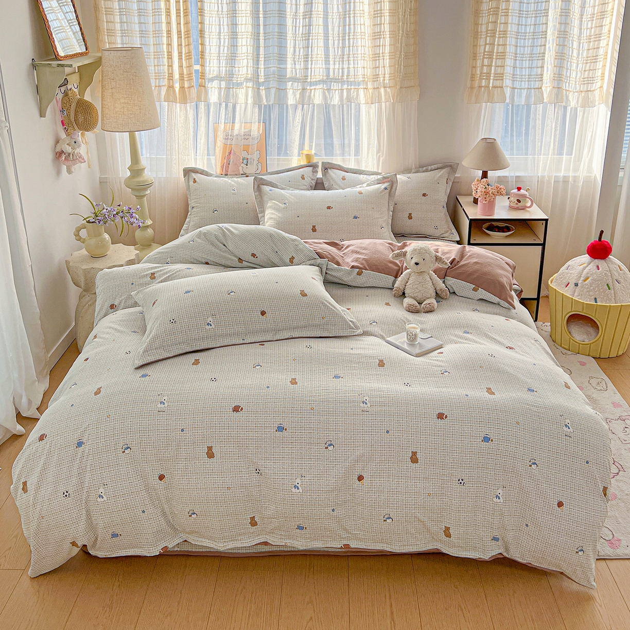 91家纺网 家纺一手货源 找家纺 梦纤绒 2026新款亲肤舒适仿棉印花床盖四件套 奇奇