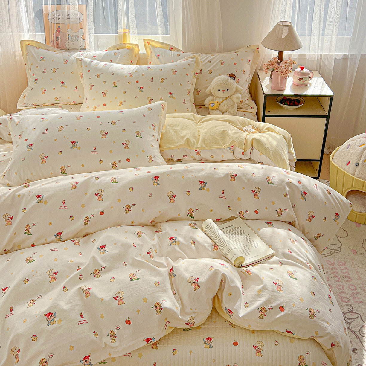 91家纺网 家纺一手货源 找家纺 梦纤绒 2026新款亲肤舒适仿棉印花床盖四件套 圣诞夜