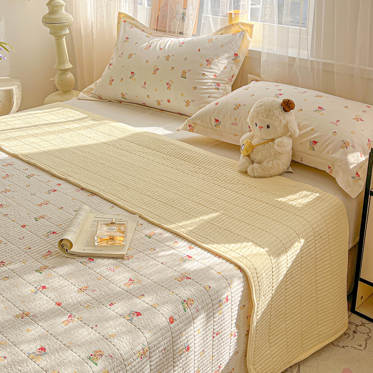 91家纺网 家纺一手货源 找家纺 梦纤绒 2026新款亲肤舒适仿棉印花床盖四件套 圣诞夜