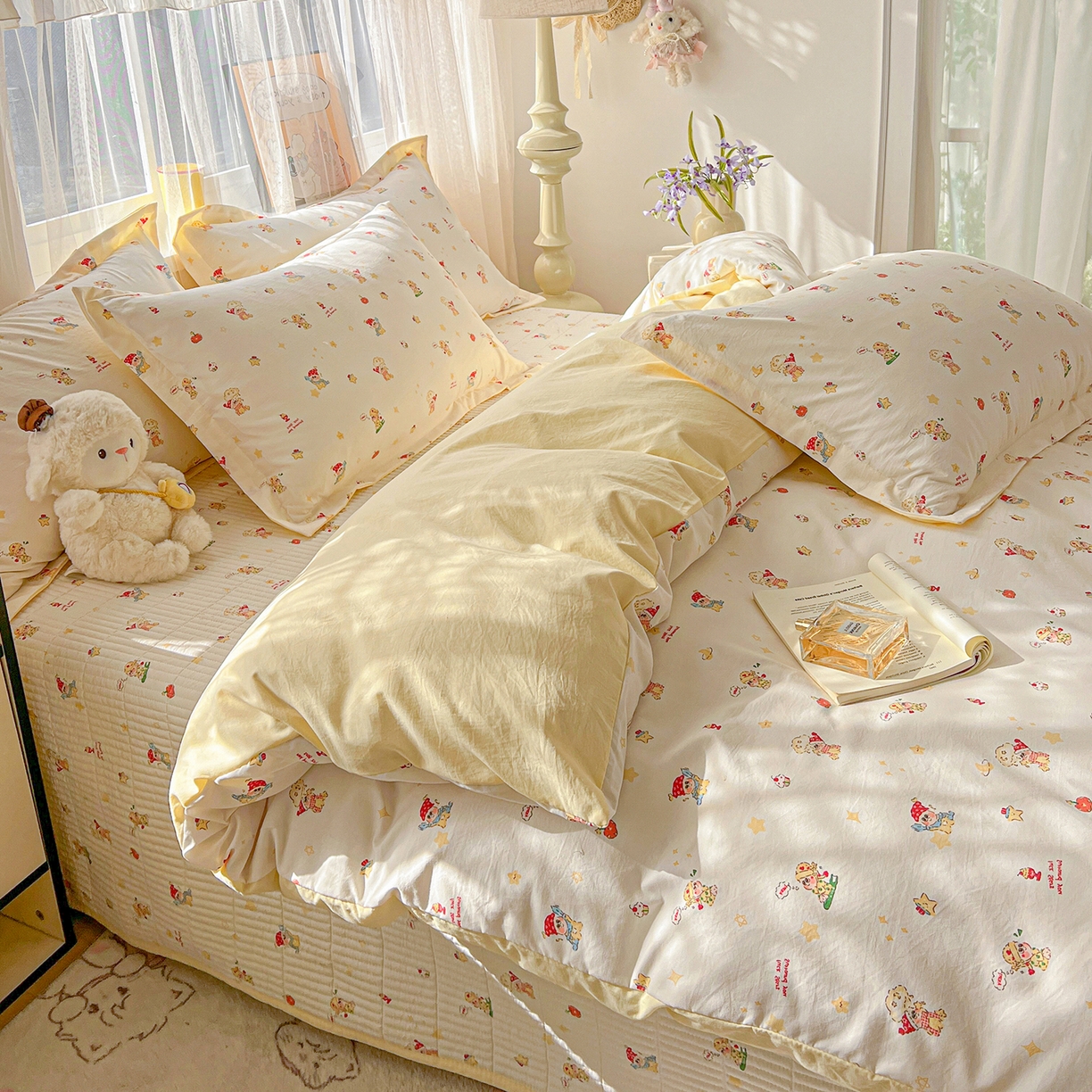 91家纺网 家纺一手货源 找家纺 梦纤绒 2026新款亲肤舒适仿棉印花床盖四件套 圣诞夜