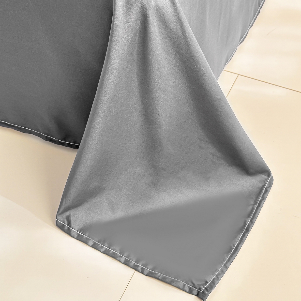 91家纺网 家纺一手货源 找家纺 楠沐家纺 2026新款无印风单被套芦荟棉学生印花被套 亚麻灰格