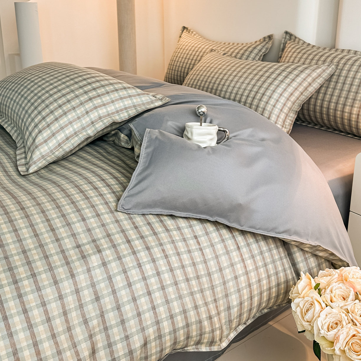 91家纺网 家纺一手货源 找家纺 （总）楠沐家纺 2026新款无印风单被套芦荟棉学生印花被套