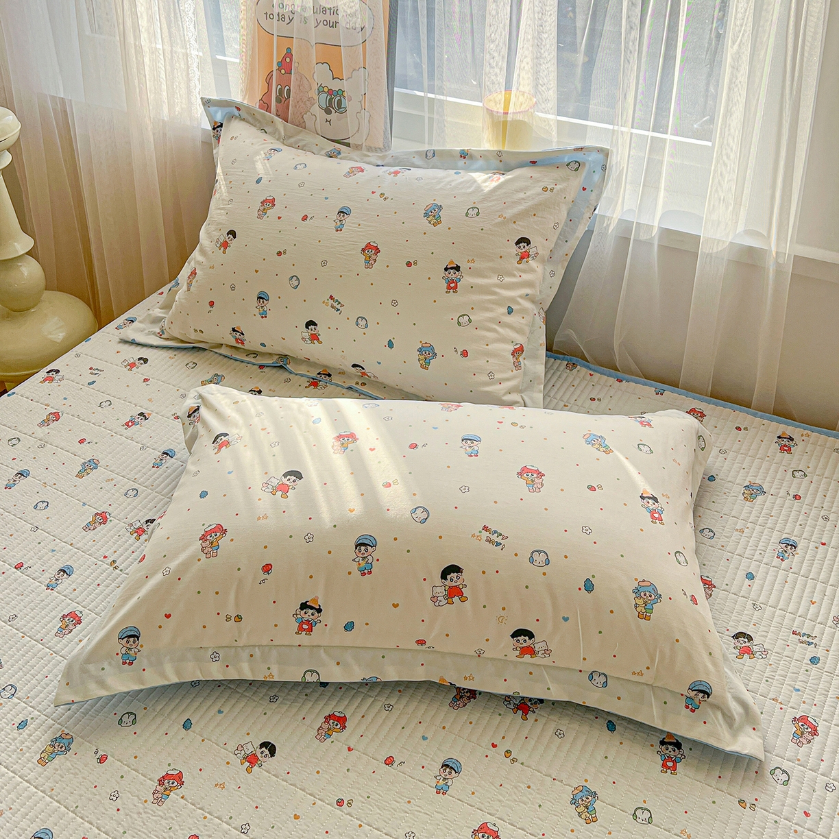 91家纺网 家纺一手货源 找家纺 梦纤绒 2026新款亲肤舒适仿棉印花床盖四件套 童趣