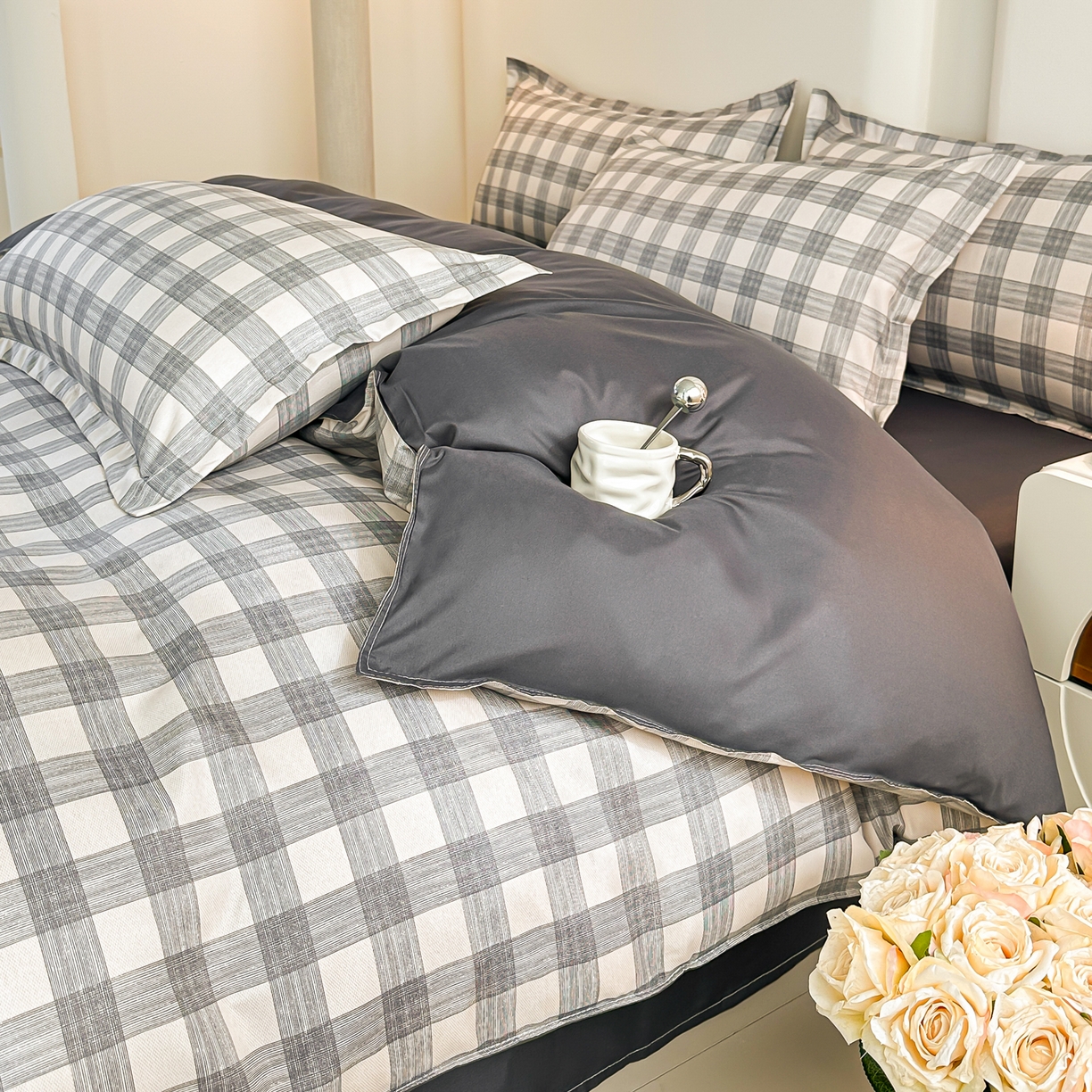 91家纺网 家纺一手货源 找家纺 （总）楠沐家纺 2026新款无印风单被套芦荟棉学生印花被套