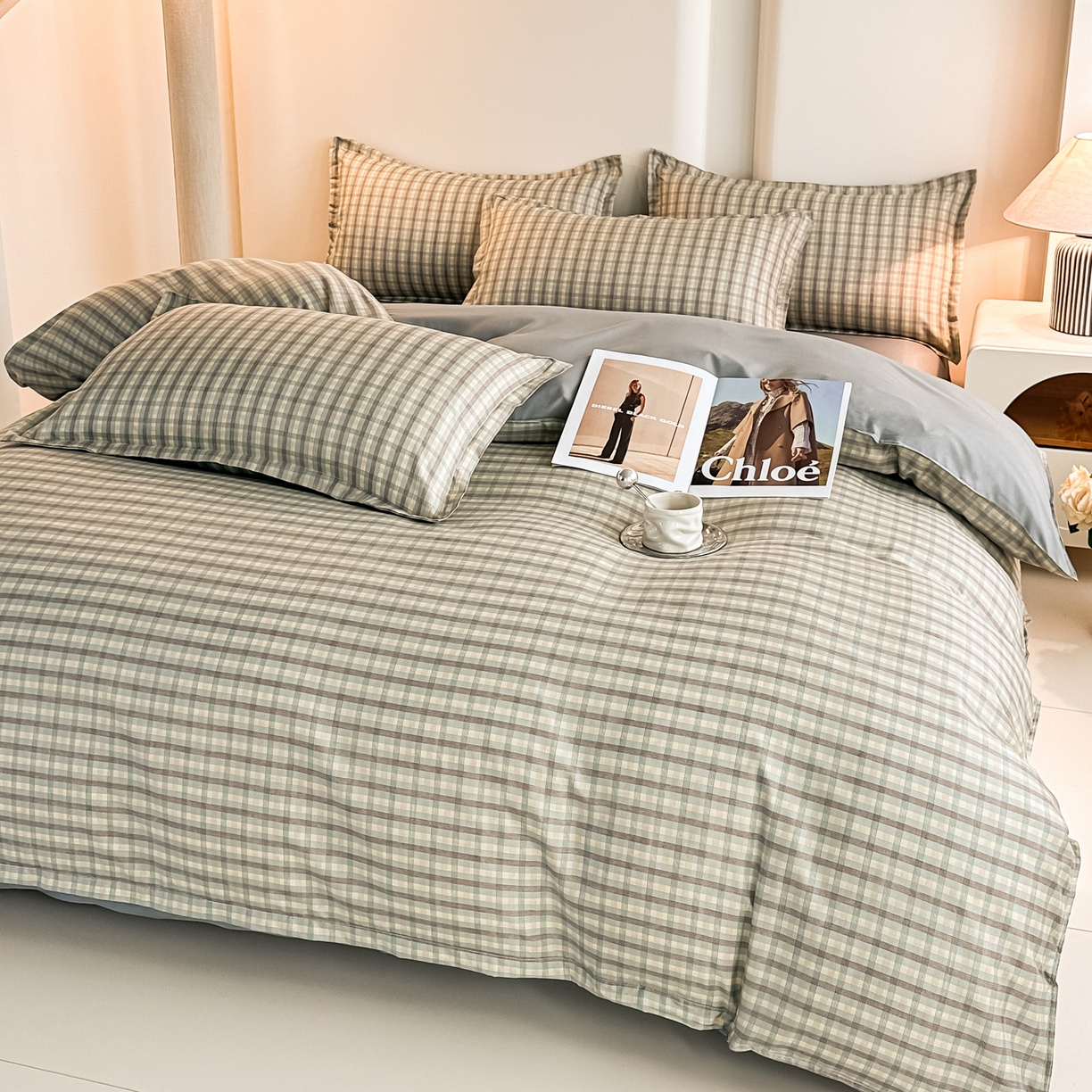 91家纺网 家纺一手货源 找家纺 楠沐家纺 2026新款无印风单被套芦荟棉学生印花被套 觅遇